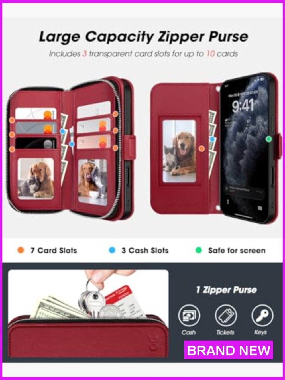 Crossbody Wallet Case for iPhone 17 with Card Slots & Kickstand - Picture 3 of 6